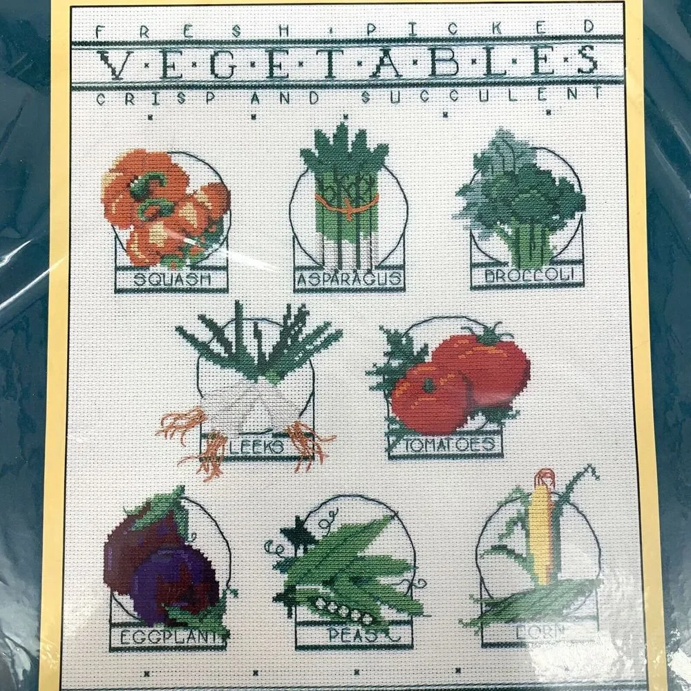 Sunset Counted Cross Stitch Craft Kit Vegetables Favorites Corn Peas # 2931